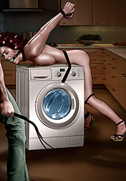 When the first bead of wax fell, it landed directly on her clitoris, making a low sizzling sound - Housevives by De Haro, Sten